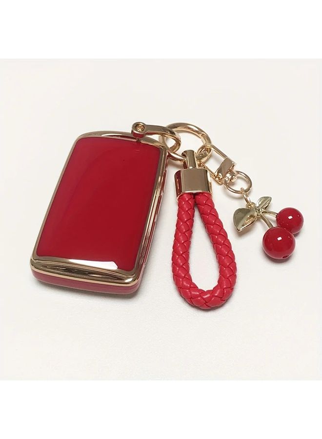 Red TPU Key Fob Cover Protector with Keychain for 2019 2021 Mazda Models - Image 1