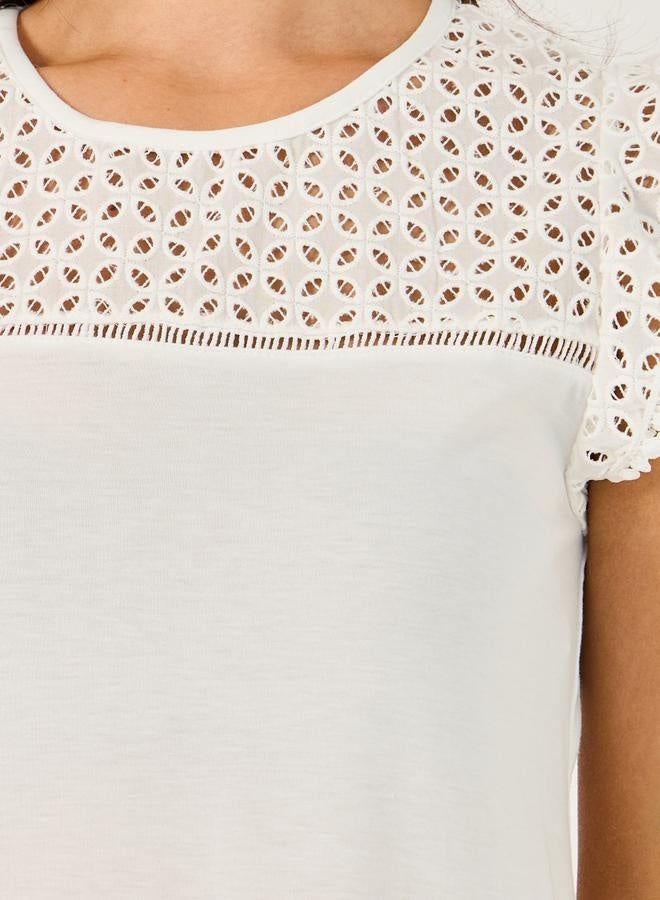 Styli Shiffli Yoke Flat Pompom Trim Detail Nightdress  - Image 3