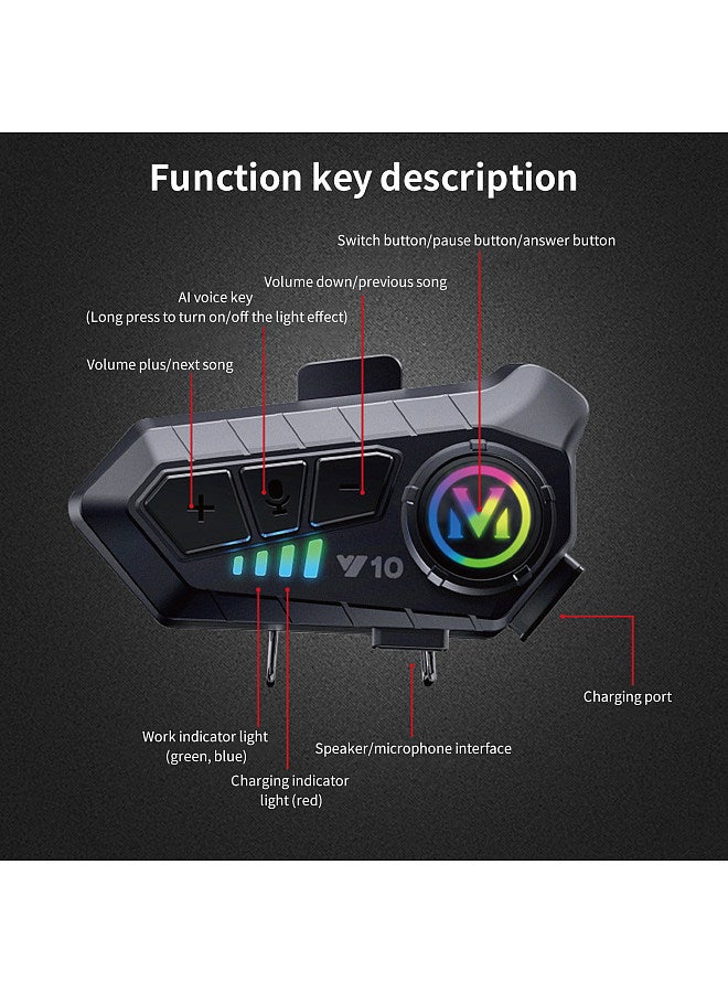 Generic Motorcycle Helmet BT Headset, Wireless Waterproof Hands-Free Noise Cancellation BT 5.3 Intercom with Hard Mic Supports AI Voice Assistant  - Image 3
