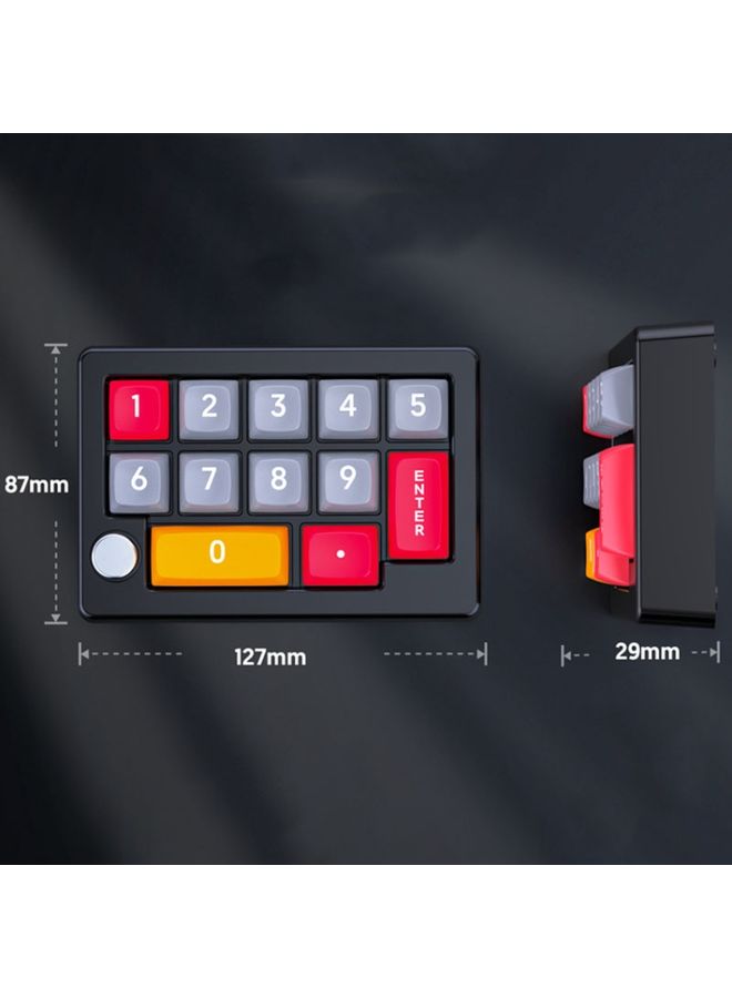 MKESPN 13 Keys RGB Multi-Function Macro Programming Mechanical Keypad Wired With Knob Keyboard(Black)
