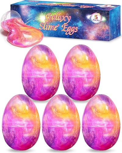 Tonberless 5 Pack Slime Filled Eggs Toys Prefilled Easter Eggs Basket Stuffers for Teens Kids Easter Egg Fillers Gifts Party Favors Treats for Teens Boys Girls Toddlers PinkPurpleGold - Image 1