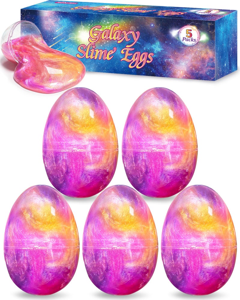 Tonberless 5 Pack Slime Filled Eggs Toys Prefilled Easter Eggs Basket Stuffers for Teens Kids Easter Egg Fillers Gifts Party Favors Treats for Teens Boys Girls Toddlers PinkPurpleGold - Image 3