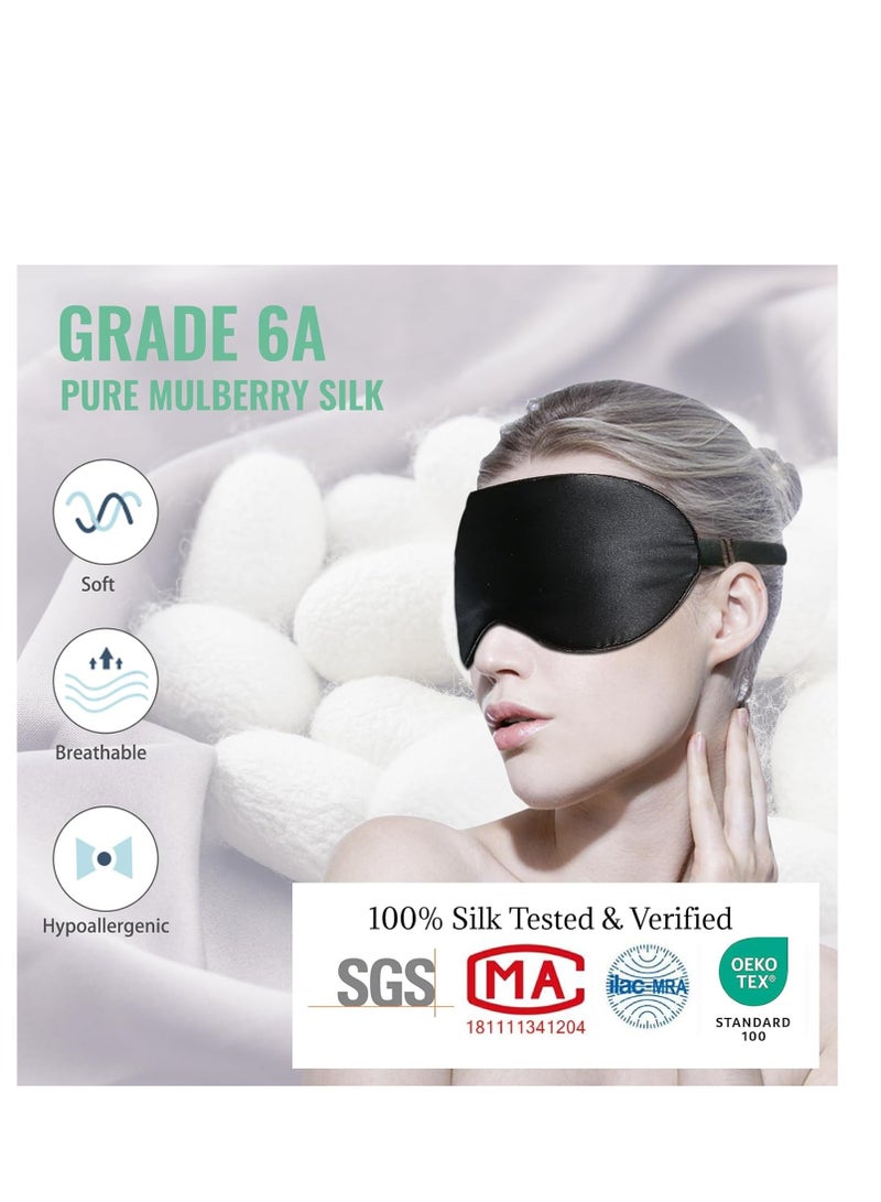 BeeVines Silk sleep mask 2 pack mulberry silk eye mask with adjustable strap sleeping aid blindfold for nap beeVines eye sleep shade cover 100% blocks light reduces puffy eyes Gifts black - Image 2