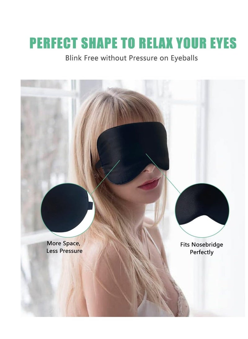BeeVines Silk sleep mask 2 pack mulberry silk eye mask with adjustable strap sleeping aid blindfold for nap beeVines eye sleep shade cover 100% blocks light reduces puffy eyes Gifts black - Image 3