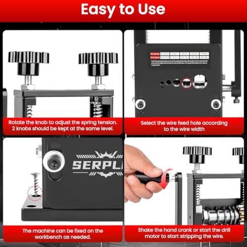 Serplex® 6 in 1 Cable Stripping Machine with Hand Crank Manual/Drill-Operated Wire Stripping Tool, 5 Channels Wire Stripper Tool for 1-17mm Dia Cable Bench Fixed Cable Stripping Tool - Image 5