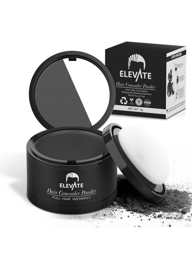 ELEVATE Hair Line Powder Instantly Conceal Hair Loss for Thinning Areas - Shadow Makeup - Root Cover Touch Up with Puff Touch - Instant Gray Coverage for Men and Women (Black) - Image 1