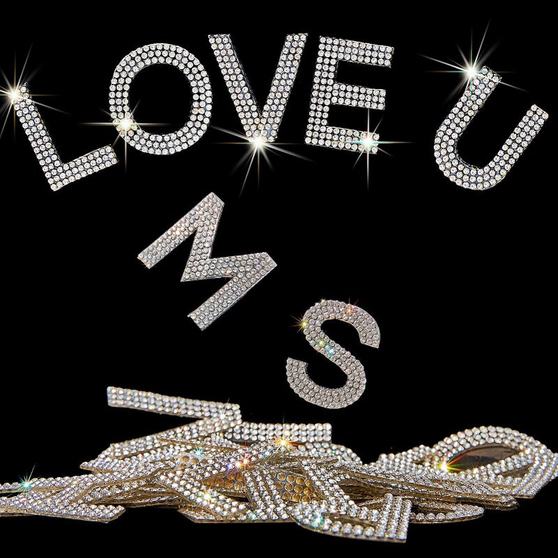 Locacrystal 34Pcs Bling Rhinestone Alphabet Letter Stickers AZ Letters SelfAdhesive hotfix Crystal Rhinestones Word Stickers for Cars Arts Crafts Clothing DIY DecorationWhiteSilver