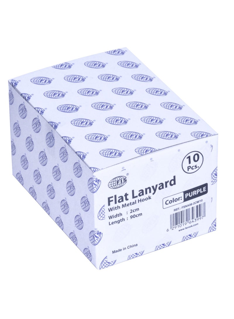 FIS 10-Piece FIS Flat Lanyard Purple with Metal Hook 2X90cm - FSNA08-2CM/10 - Image 4