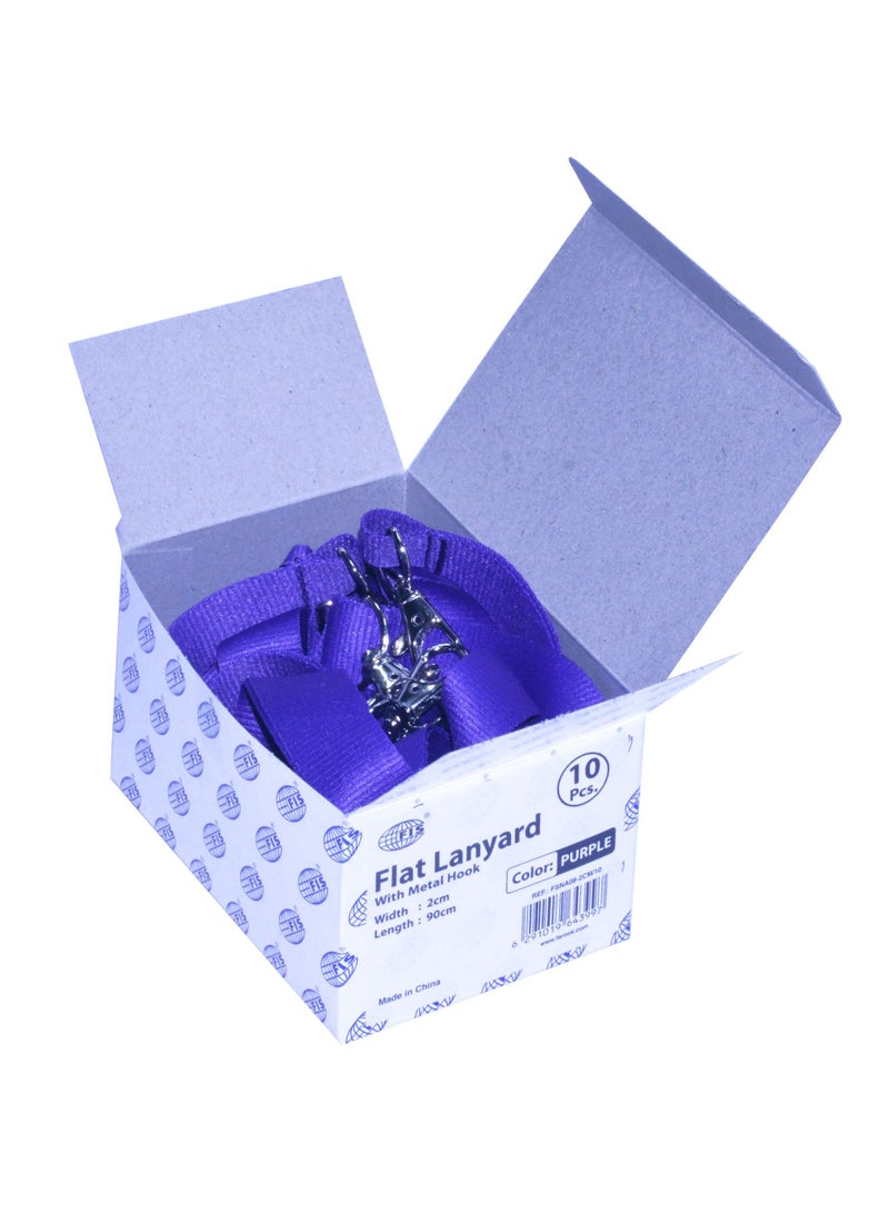 FIS 10-Piece FIS Flat Lanyard Purple with Metal Hook 2X90cm - FSNA08-2CM/10 - Image 2