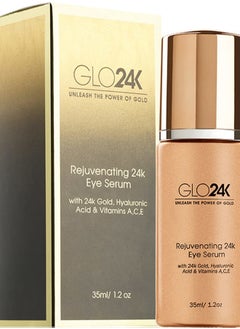 GLO24K UNLEASH THE POWER OF GOLD GLO24K Eye Serum with 24k Gold, Hyaluronic Acid, and Vitamins A,C,E. Potent Formula for the delicate skin around the eyes.  - Image 1