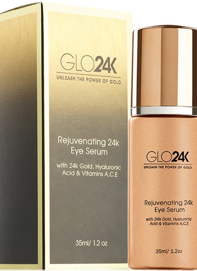 GLO24K UNLEASH THE POWER OF GOLD GLO24K Eye Serum with 24k Gold, Hyaluronic Acid, and Vitamins A,C,E. Potent Formula for the delicate skin around the eyes.  - Image 1
