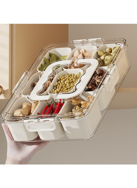 9-Grid Kitchen Spice Organizer Box – Insect & Moisture-Proof Seasoning Container with Handle, Stackable Design for Herbs & Spices