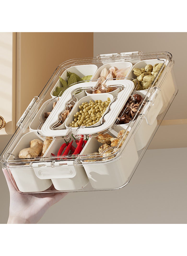 OLUDENIZ 9-Grid Kitchen Spice Organizer Box – Insect & Moisture-Proof Seasoning Container with Handle, Stackable Design for Herbs & Spices  - Image 1