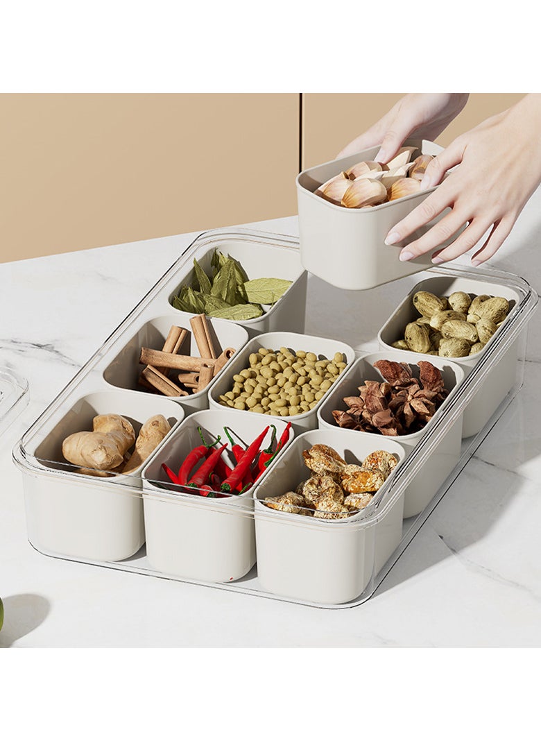 OLUDENIZ 9-Grid Kitchen Spice Organizer Box – Insect & Moisture-Proof Seasoning Container with Handle, Stackable Design for Herbs & Spices  - Image 3