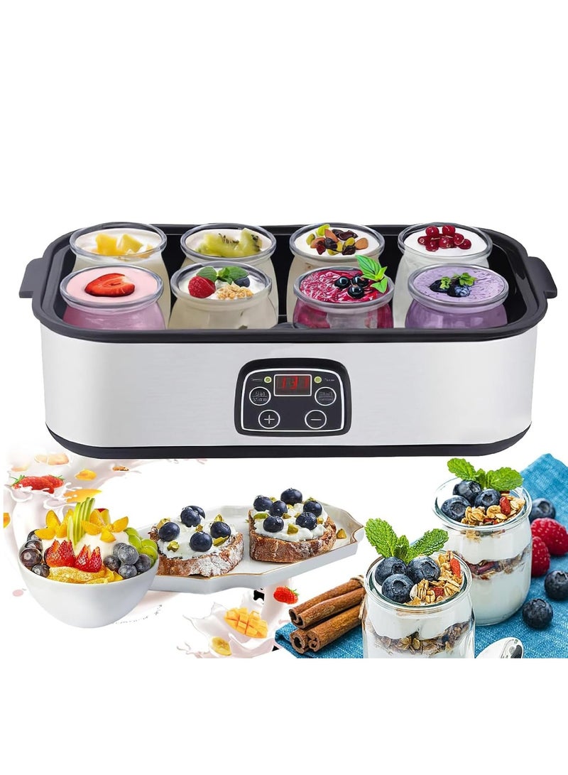 sokany Yogurt Maker, Greek yogurt,1400ML Automatic Yogurt Maker with 8 180ML Glass Jars, Digital Time Setting, 18-55℃ Automatic Temperature Control, Easy Cleaning and Operation, Make Fresh Homemade Yogurt - Image 1