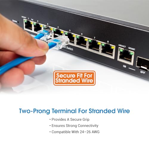 Intellinet Cat6 RJ45 Connector Ends Set Modular Plugs 100 pcs - Stranded Wire Two Prong Terminals & Gold Plated Contacts - UTP Ethernet Cable Wire Applications Improving Network Signal Performance - Image 4