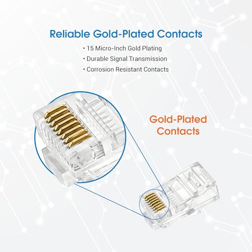 Intellinet Cat6 RJ45 Connector Ends Set Modular Plugs 100 pcs - Stranded Wire Two Prong Terminals & Gold Plated Contacts - UTP Ethernet Cable Wire Applications Improving Network Signal Performance - Image 3