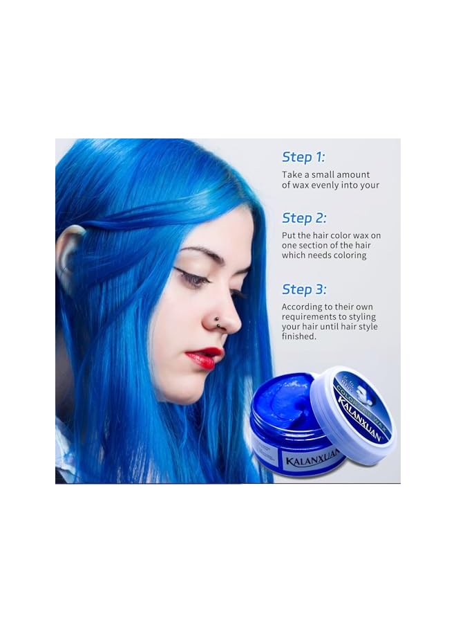 Temporary Hair Dye 100g, Washable Hair Color Cream, Non-Toxic Ammonia-Free, Easy to Apply No Stain, Long-Lasting Temporary Hair Dye for Women Men, Friendly for Daily & Festival Use (blue) - Image 4