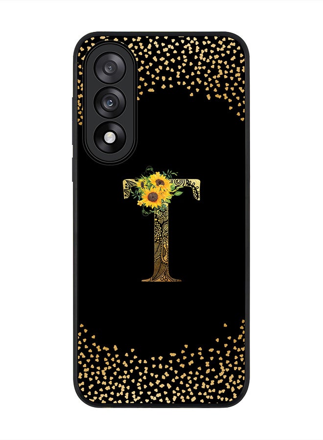 Stylizedd For OnePlus Nord 5 / Ace 5 Ultra Case,Slim fit Camera Protection, Shockproof Thin Phone cover  - Custom Floral Monogram - T ( Black )