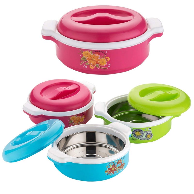 KD ZONE Nexa Orchid CasserolePlastic Inner Steel Insulated Hot Pot 1 Litter 100 Unbreakable Color May Vary As Per Available - Image 2
