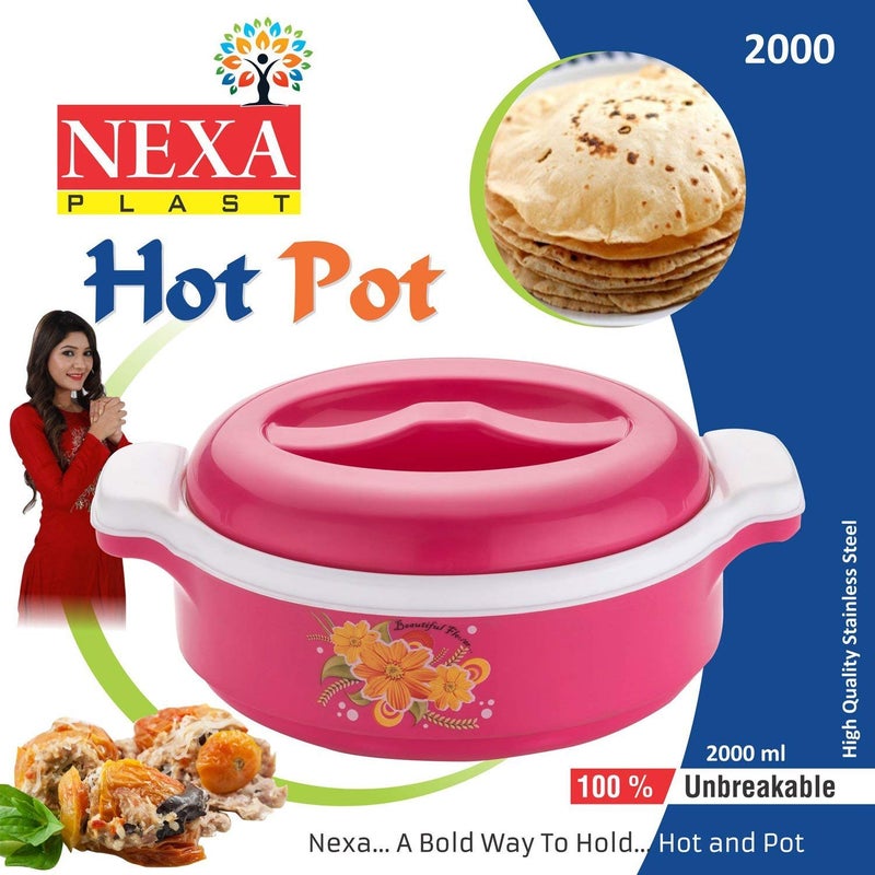 KD ZONE Nexa Orchid CasserolePlastic Inner Steel Insulated Hot Pot 1 Litter 100 Unbreakable Color May Vary As Per Available - Image 3