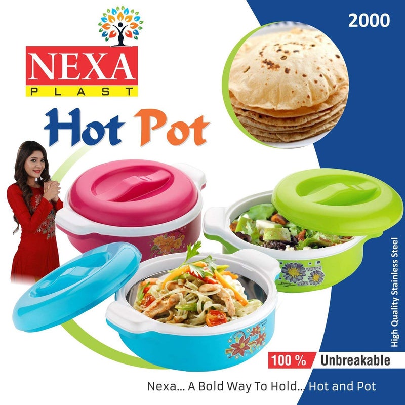 KD ZONE Nexa Orchid CasserolePlastic Inner Steel Insulated Hot Pot 1 Litter 100 Unbreakable Color May Vary As Per Available - Image 4