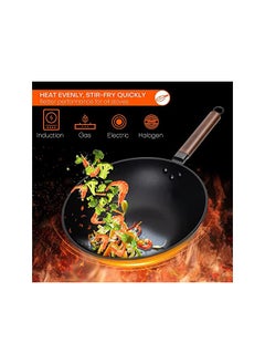 Carbon Steel Wok Pan with Lid and Spatula - Nonstick, Nitrided, Anti-rust - Suitable for All Stoves