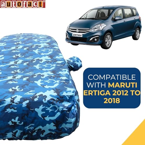 Autofact 100% Waterproof Car Body Cover Compatible with Maruti Ertiga (2012 to 2018), with Mirror Pockets, 4 x 4 American Matty, Long Lasting Strong Durable Material, Camouflage Airforce Look - Image 2