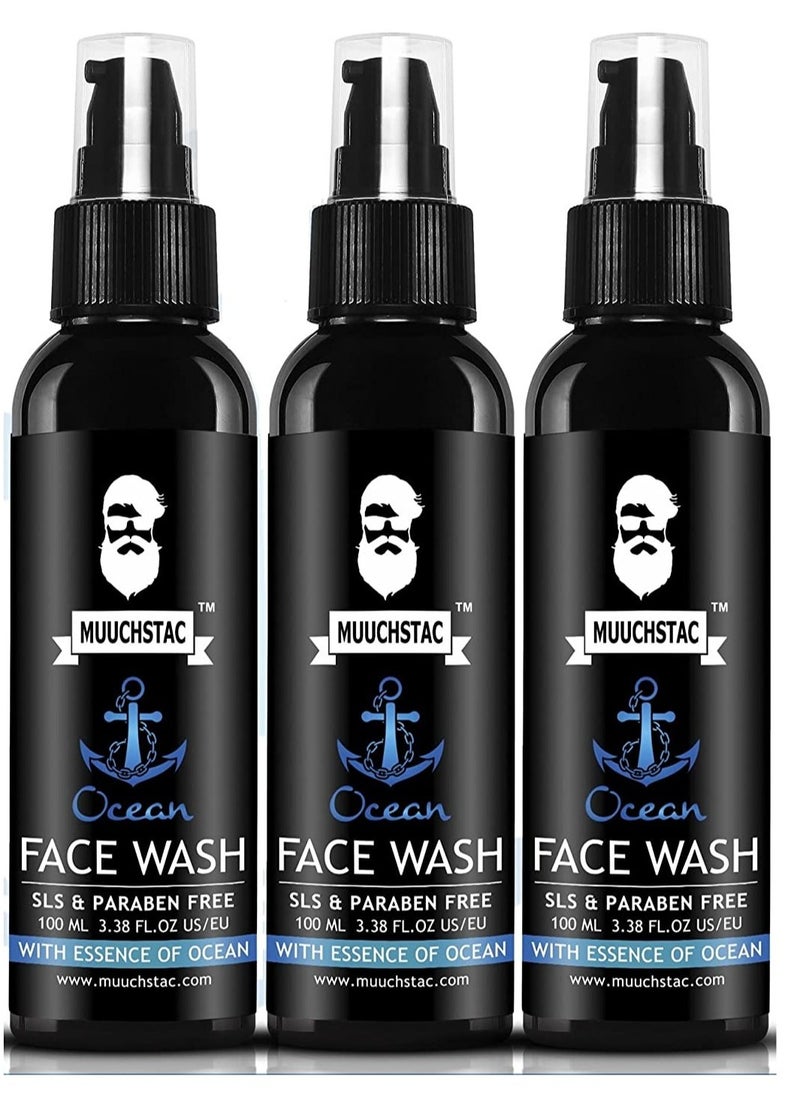 MUUCHSTAC Mens Ocean Face Wash For Men Pack Of 3 3X100ML  - Image 1