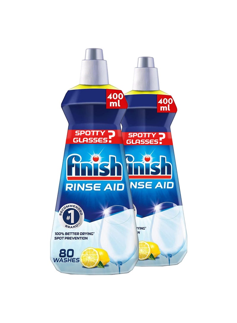 Finish Rinse Aid Lemon Sparkle Scent 2 x 400ml - Image 1