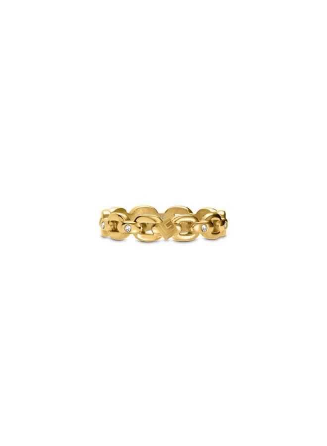 غاي لاروش Judith Yellow Gold Plated Stainless Steel Ring for Women, 56