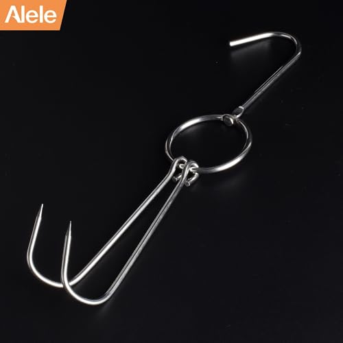 Alele Double Hooks,2pack 11 Inch Meat Hooks Poultry Roasting Hooks Butcher Hook Processing Meat Hook Stainless Steel Rotary Device Slaughtering Barbecue - Image 2