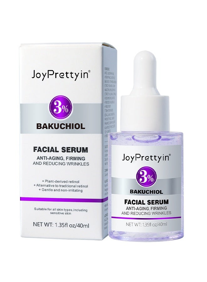 جوي برتي سيروم الوجه بالبкуشيول 3٪، مع مركب الريتينول الثلاثي و 3٪ نياسيناميد، سيروم زيت البкуشيول للوجه للنساء لتقليل الخطوط الدقيقة والتجاعيد، تركيبة مضادة للشيخوخة للحصول على بشرة أكثر نعومة وإشراقًا، 40 مل - Image 1