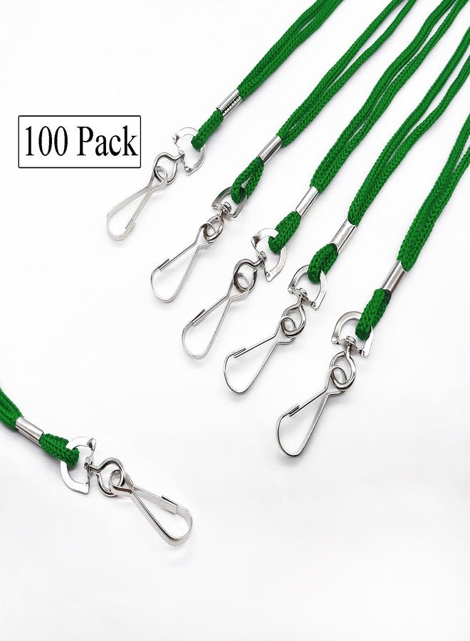 HOSL 100 Pack Badge Lanyards Office Lanyard ID Card Lanyards Business Card/Students/Employee Lanyards Round 36" With Swivel Hook (Green) - Image 2