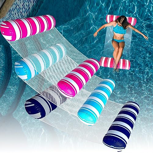 Annil 3 Pack Inflatable Pool Floats Adult Size Water Hammock,Floats for Swimming Pool,4-in-1 Multi-Purpose Pool Floating Toys,Pool Rafts Lounge Chairs Floaties,for Adults Vacation Fun and Rest - Image 1