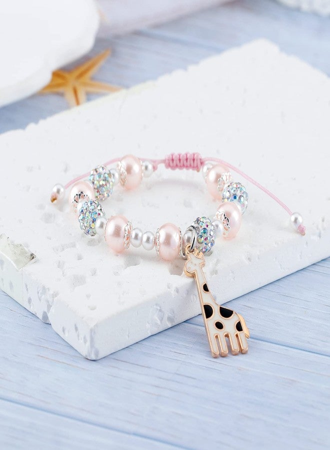 Fullrainbow Cute Giraffe Bracelet for Women - Natural Stone Giraffe Charm Jewelry (Pink Pearl) - Image 5