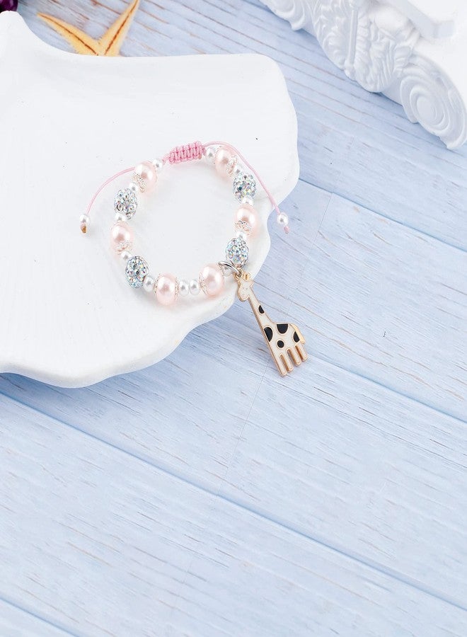Fullrainbow Cute Giraffe Bracelet for Women - Natural Stone Giraffe Charm Jewelry (Pink Pearl) - Image 4