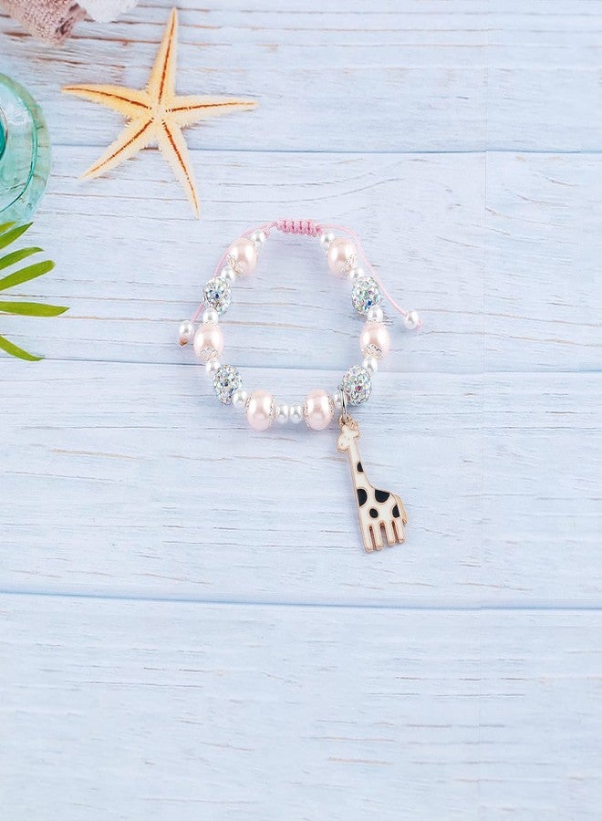 Fullrainbow Cute Giraffe Bracelet for Women - Natural Stone Giraffe Charm Jewelry (Pink Pearl) - Image 3