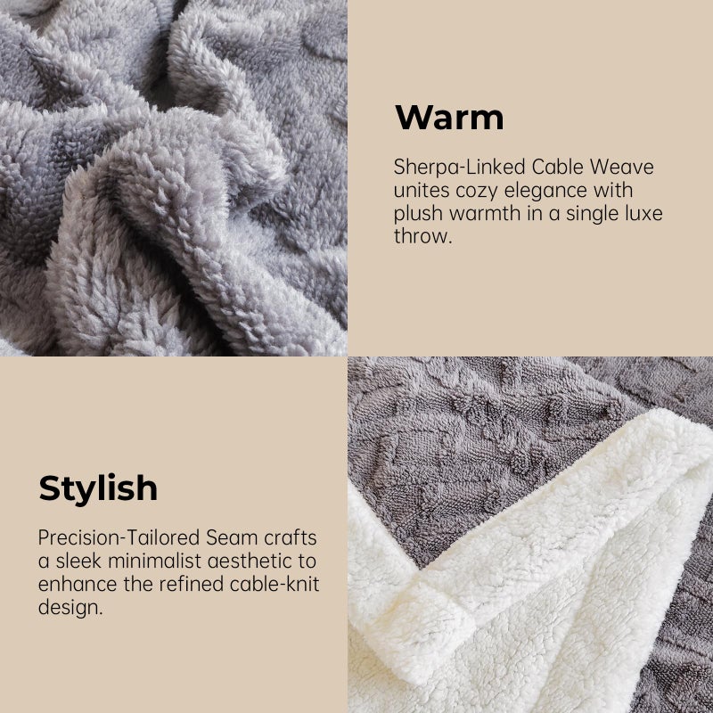 PAJEO Sherpa Blanket for Bed - Fleece Soft Cozy Fuzzy Blankets Thick Warm for Winter and All Seasons (Dark Grey, Full(80"x90")) - Image 5