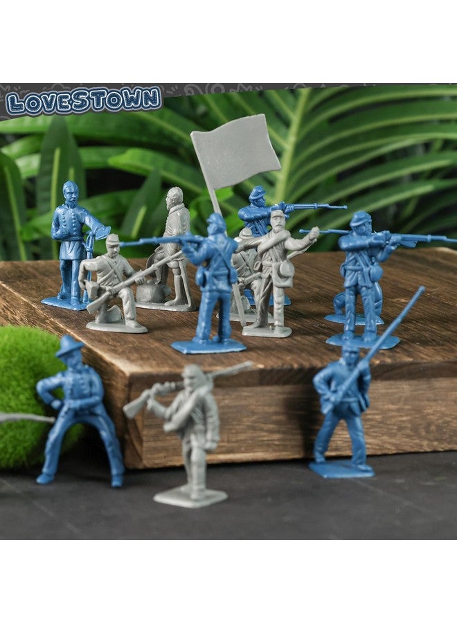 LovesTown 82PCS Civil War Solider Toys, 40 Blue and 40 Gray Uniform Action Figures Plastic Toy Soldier with Rideable Horses for Kids Birthday History Class - Image 5