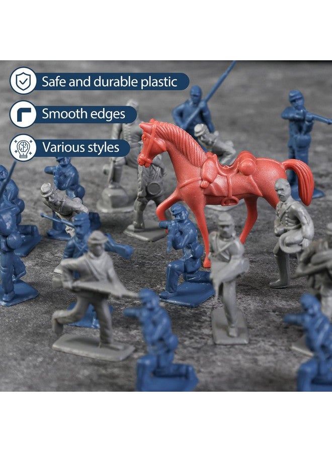LovesTown 82PCS Civil War Solider Toys, 40 Blue and 40 Gray Uniform Action Figures Plastic Toy Soldier with Rideable Horses for Kids Birthday History Class - Image 3