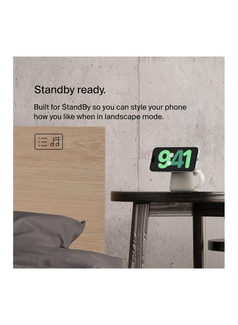 بيلكين قاعدة شحن لاسلكية BoostCharge Pro 2 في 1 مع شحن سريع MagSafe 15W متوافقة مع شاحن iPhone 16 و 15 و 14 و 13 و 12 وسماعات AirPods وأجهزة أخرى تدعم MagSafe - Image 3