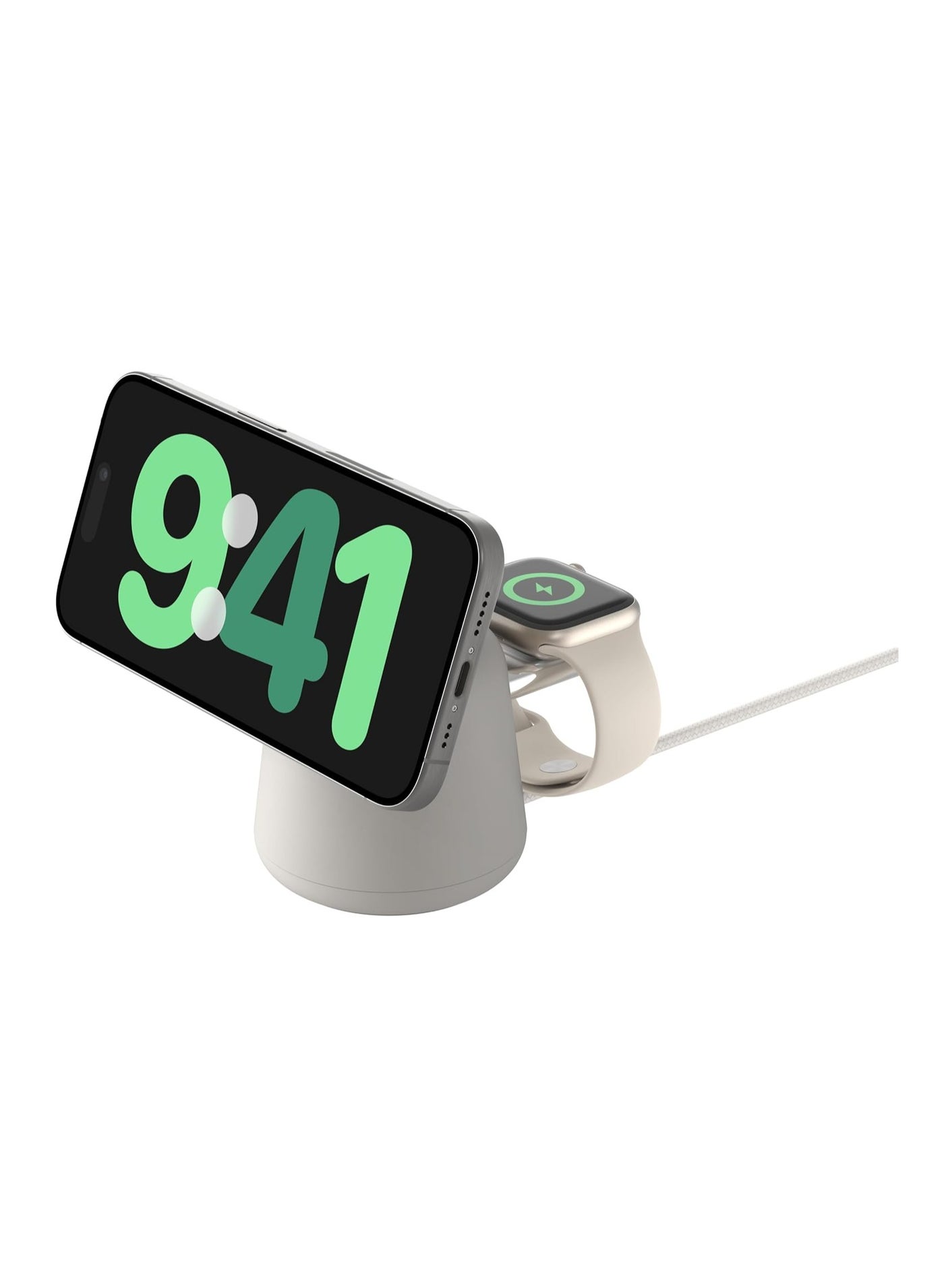 belkin BoostCharge Pro 2-in-1 Wireless Charging Dock with MagSafe 15W Fast Charge iPhone Charger Compatible with iPhone 16, 15, 14, 13, and 12 Series, AirPods, and Other MagSafe Enabled Devices White