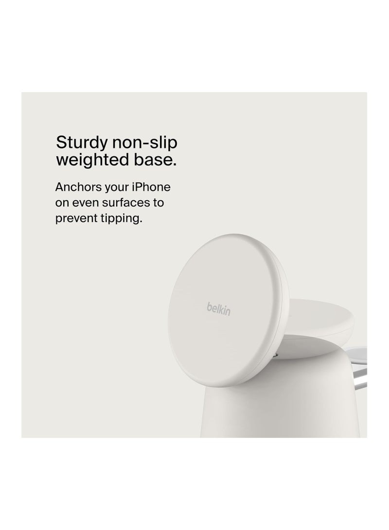 بيلكين قاعدة شحن لاسلكية BoostCharge Pro 2 في 1 مع شحن سريع MagSafe 15W متوافقة مع شاحن iPhone 16 و 15 و 14 و 13 و 12 وسماعات AirPods وأجهزة أخرى تدعم MagSafe - Image 5