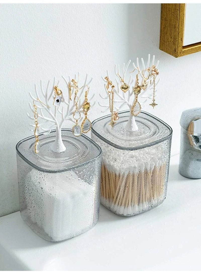 YQbest Dustproof Acrylic Storage Box Holder Organizer for Bathroom Cotton Ball Pads Swabs Stick Earbuds Stubs Toothpicks 2PCS - Image 3