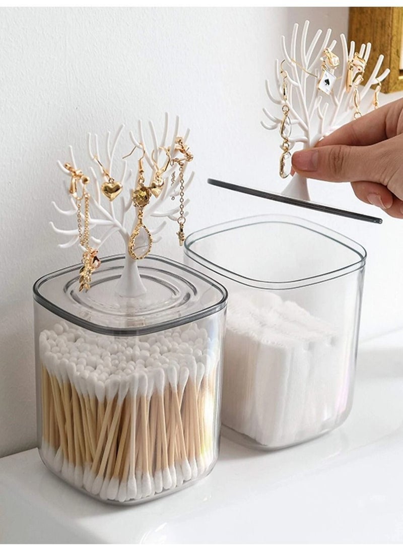 YQbest Dustproof Acrylic Storage Box Holder Organizer for Bathroom Cotton Ball Pads Swabs Stick Earbuds Stubs Toothpicks 2PCS - Image 1