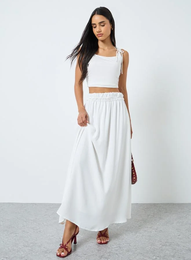 ستايلي Styli Elasticated Waistband A-Line Maxi Skirts
