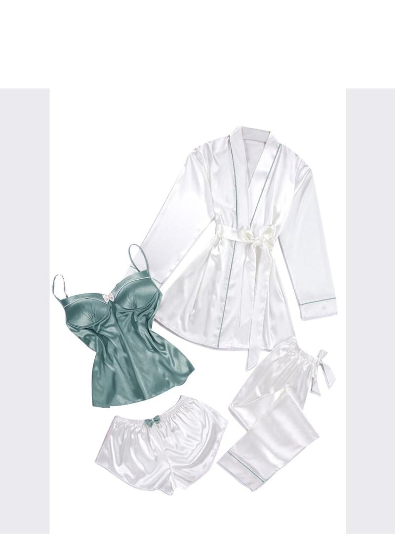 Women's Satin Pajama Sets, 4 Piece of Long and short Sleepwear, Cami Top and Robe. - pzsku/ZA423EBD64992B33D0DB5Z/45/_/1728473270/a4b3228d-b99d-418c-beec-51f0c963626c