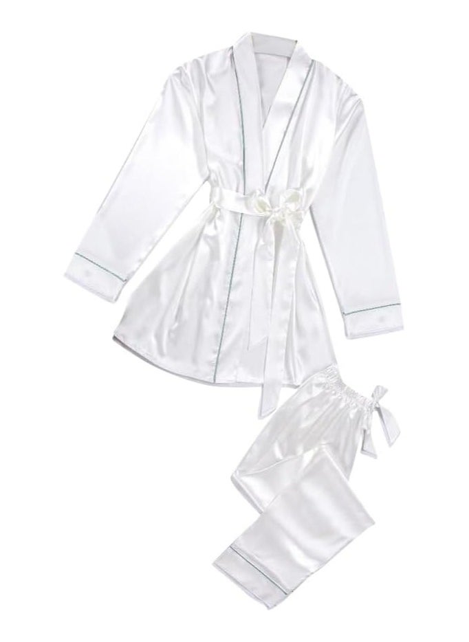 Women's Satin Pajama Sets, 4 Piece of Long and short Sleepwear, Cami Top and Robe. - pzsku/ZA423EBD64992B33D0DB5Z/45/_/1728473280/ac9f7551-4956-4128-94d2-f498c722ffad