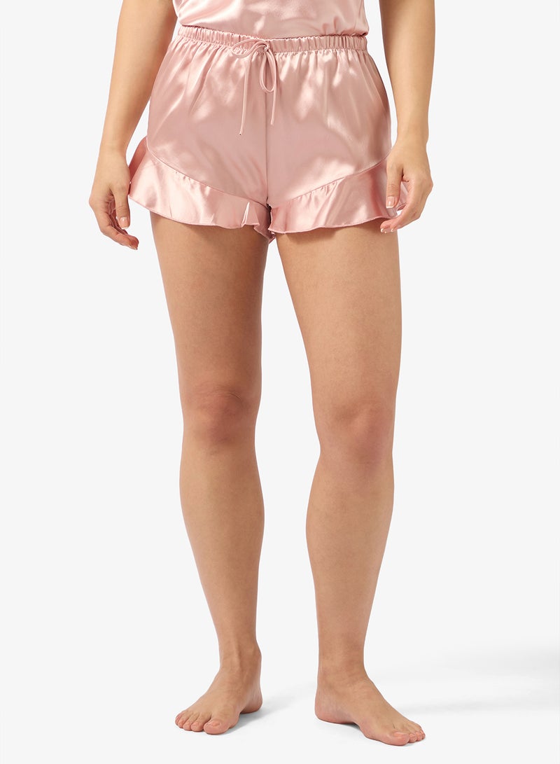 Ginger Satin Cami Top & Frill Detail Short Set - Image 4